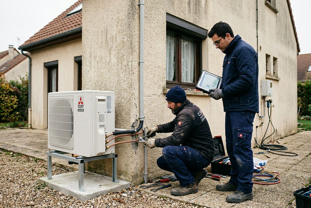 Installation d'une pompe à chaleur par des techniciens certifiés